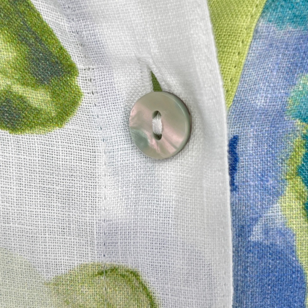 Chicos No Iron 100% Linen Floral Watercolor Button Down Shirt Size 1 US 8 - Picture 6 of 8